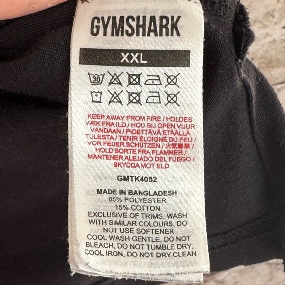 GYMSHARK Men's XXL Black Muscle Tee Shirt Work Out Gym Logo Polyester Cotton 2XL - Picture 5 of 6